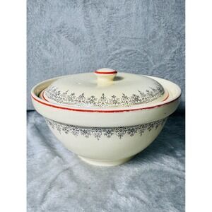 Vintage MCM Ornate Covered Casserole Cottagecore Homer Laughlin Ironstone 50's